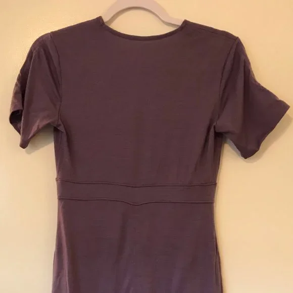 Ibex 100% Merino Wool Purple Wrap Dress with Pockets Size Small - Picture 4 of 8